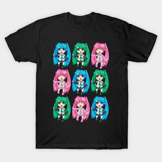 Hatsune Miku Chibis T-Shirt by piefanart